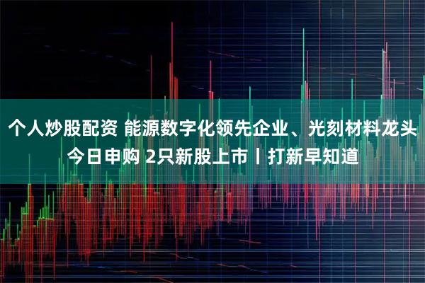 个人炒股配资 能源数字化领先企业、光刻材料龙头今日申购 2只新股上市丨打新早知道